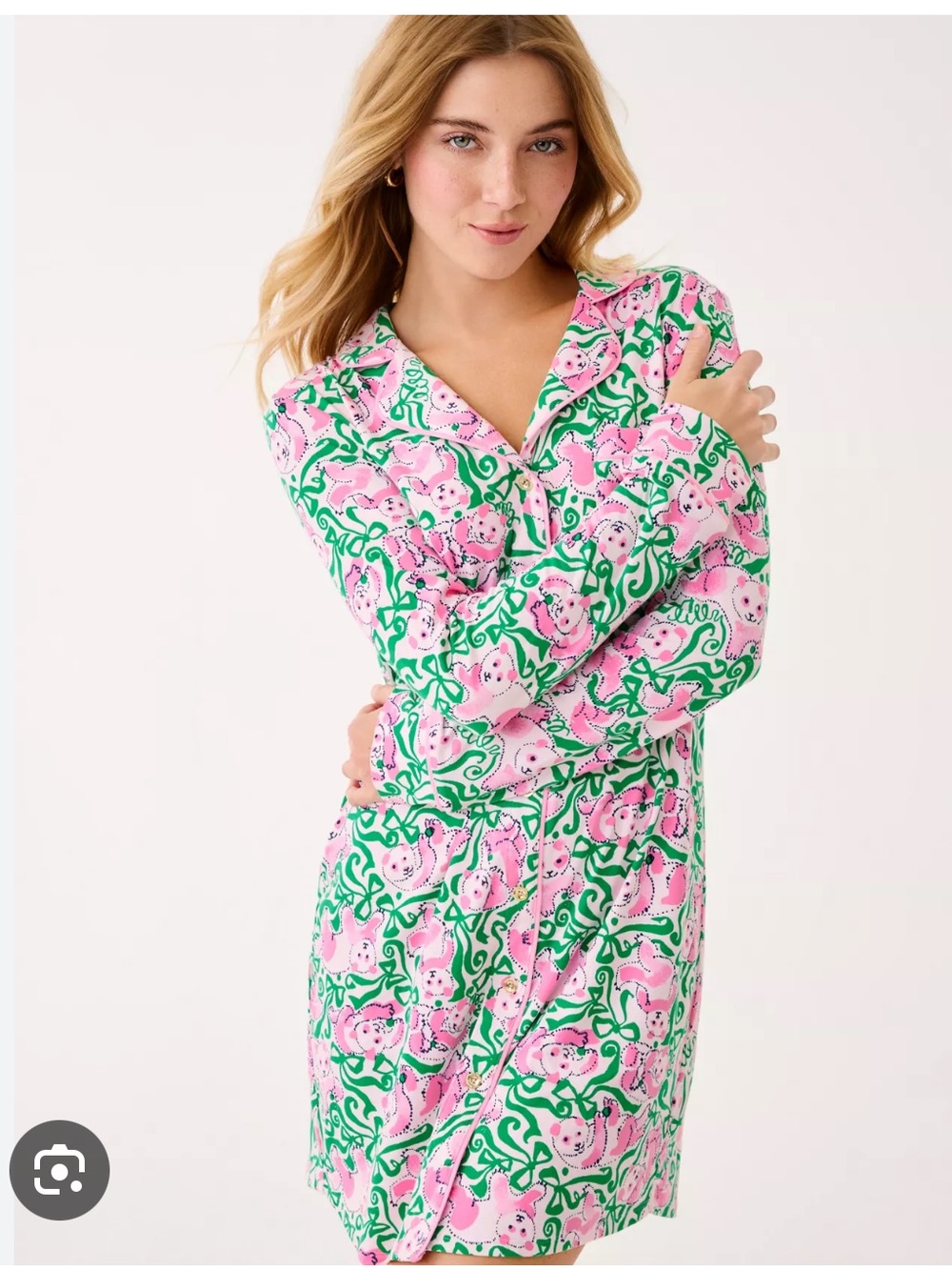Lilly Pulitzer Brona Pajama Sleep Dress Size XS NWT Panda Print